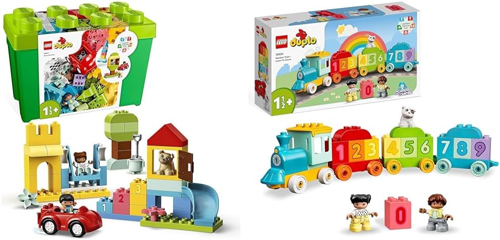 LEGO 10954 DUPLO Number Train Toy Learning Numbers for 1 .5-2 Years Old & DUPLO Classic Deluxe Brick Box 10914 18 MONTH +