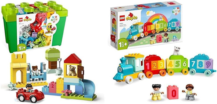 LEGO 10954 DUPLO Number Train Toy Learning Numbers for 1 .5-2 Years Old & DUPLO Classic Deluxe Brick Box 10914 18 MONTH +