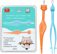 Two Pack 3 in 1 Baby Nose and Ear Gadget, Safe Baby Booger Remover, Nose Cleaning Tweezers, Nose Cleaner for Baby Infants and Toddlers, Dual Earwax and Snot Removal Baby Must Have Items
