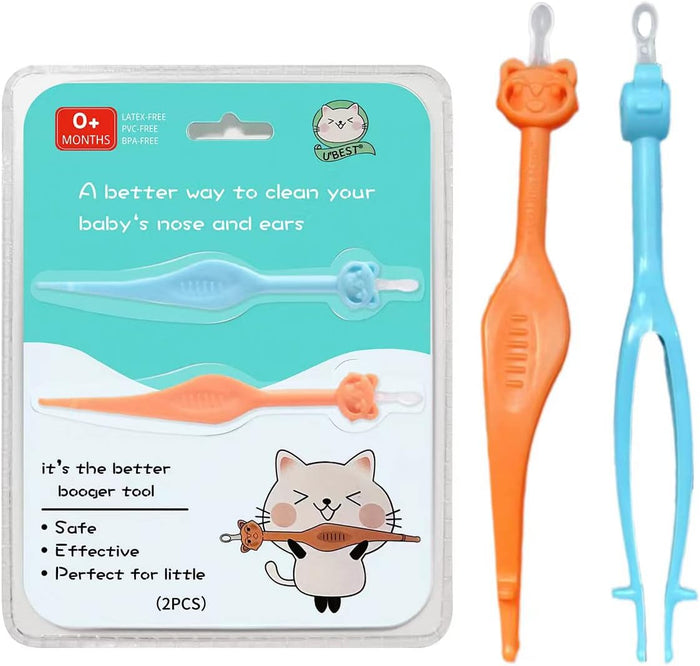 Two Pack 3 in 1 Baby Nose and Ear Gadget, Safe Baby Booger Remover, Nose Cleaning Tweezers, Nose Cleaner for Baby Infants and Toddlers, Dual Earwax and Snot Removal Baby Must Have Items