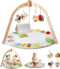 Promise Babe Wooden Baby Play Gym & Tummy Time Playmat (0–12M+)