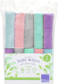 Bambino Mio, Reusable Baby Wipes - Everyday - Eco-Friendly, Chemical-Free, Double-Sided Washable Wipes, Pack of 10, Cloud