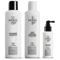 Nioxin System 1 Kit 1 for Natural Hair with Normal to Light Thinning Hair, 3 Piece Set