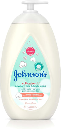 Johnson's CottonTouch Newborn Baby Face and Body Lotion, Made with Real Cotton, 27.1 fl. oz