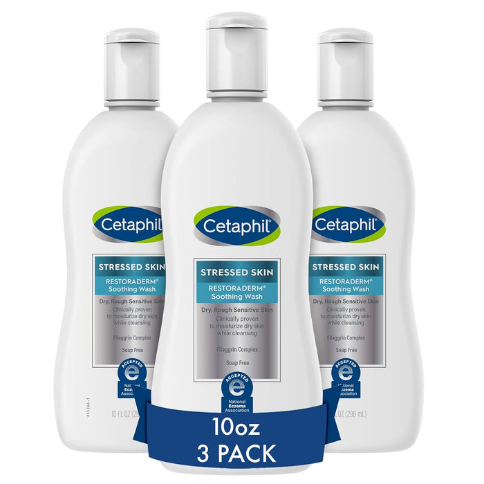 Cetaphil RESTORADERM Soothing Wash, 10 floz Pack of 3