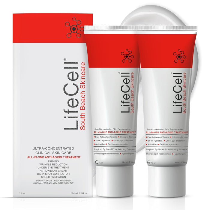 LifeCell All In One Anti-Aging Cream – Reduces Wrinkles, Fine Lines, (2.54oz), 2-Pack