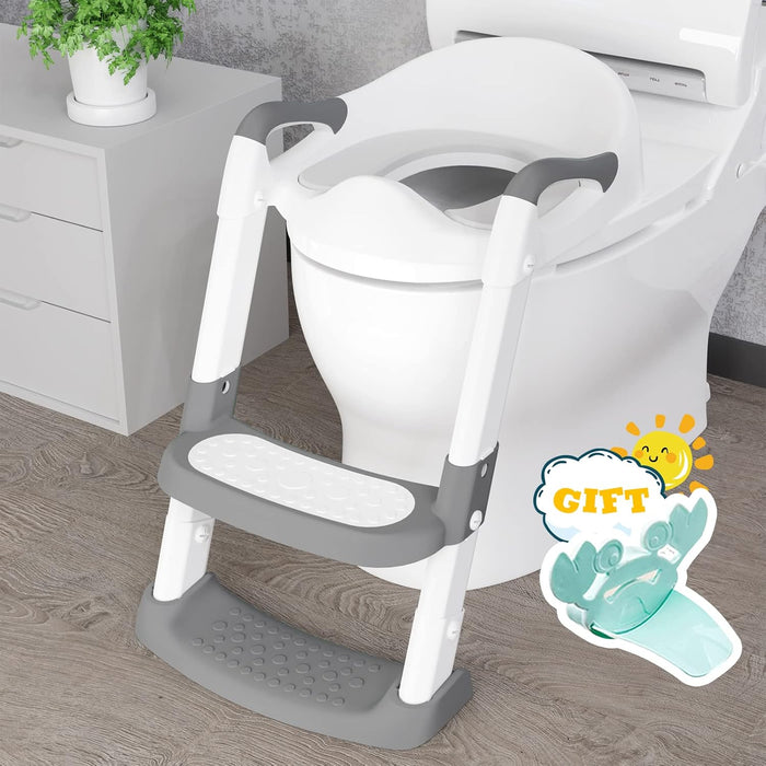 Potty Training Seat with Step Stool Ladder (Grey)