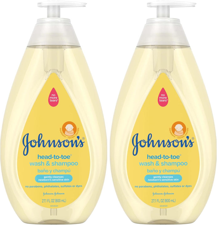 Johnson's Head-to-Toe Gentle Tear-Free Baby & Newborn Wash & Shampoo, 27.1 fl. Oz (Pack of 2)