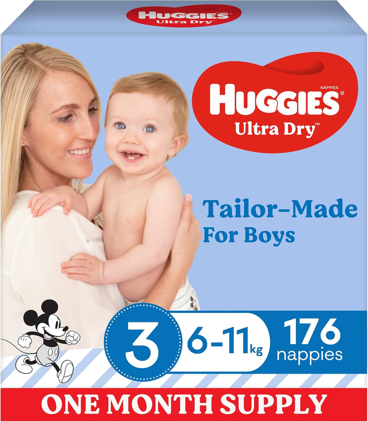Huggies Ultra Dry Nappies Boy Size 3 (6-11kg) 1 Month Supply 176 Count