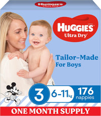 Huggies Ultra Dry Nappies Boy Size 3 (6-11kg) 1 Month Supply 176 Count