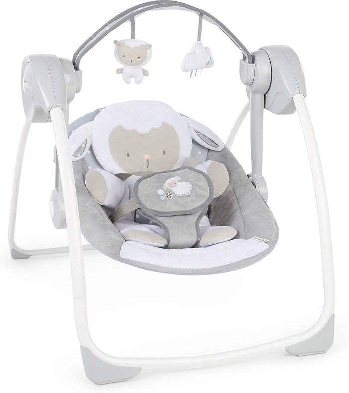 Ingenuity Comfort 2 Go Compact Portable 6-Speed Cushioned Baby Swing with Music