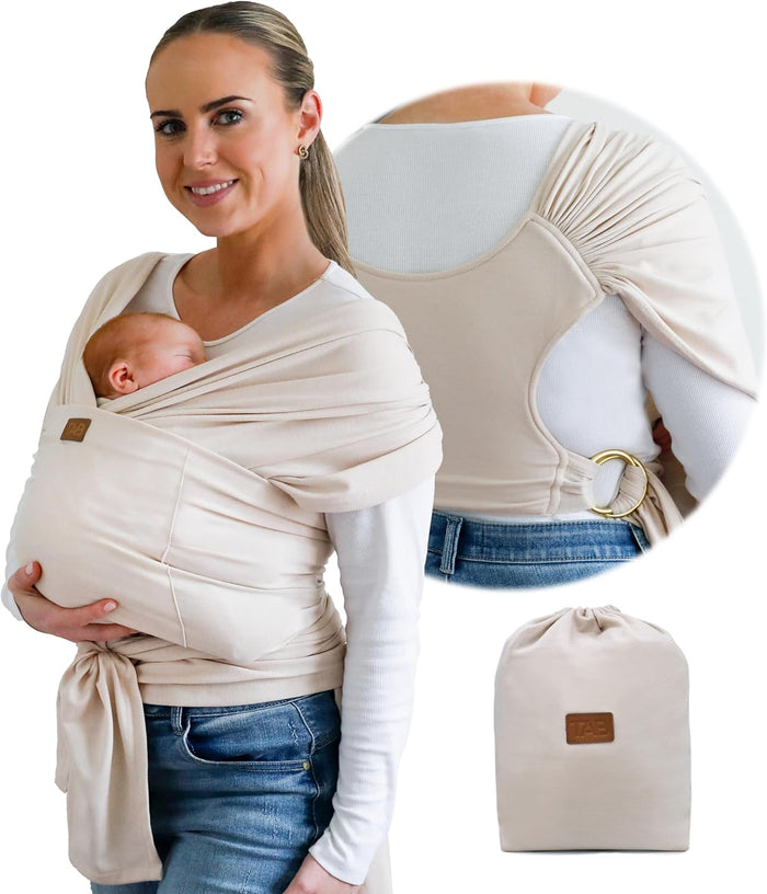 Stylish Beige & Gold Baby Carrier Wrap: Comfortable, Soft & Supportive