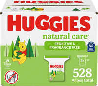 HUGGIES Natural Care Unscented Baby Wipes, Sensitive, 3 Refill Packs (528 Total Wipes)