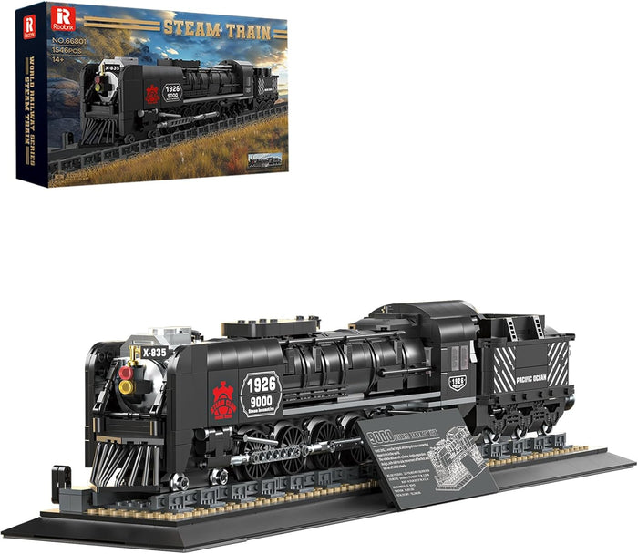 Reobrix Train Building Block Model 66801, Collectible Steam Locomotive Exhibition Set, 1546 Pieces Steam Model Railway Building Blocks, Gift Set for Boys from 14 Years and Adults