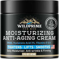 Men's Face Moisturizer Cream - Anti Aging & Wrinkle - Made in USA - Collagen, Hyaluronic Acid, Vitamins E & A, Avocado Oil - After Shave Lotion - Age Facial Skin Care, Day & Night Moisturizing, 2 oz