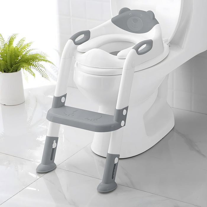 Potty Training Seat with Step Stool Ladder, SKYROKU Potty Training Toilet for Kids Boys Girls Toddlers - Grey