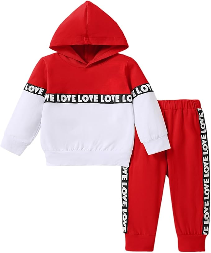 PATPAT Unisex Baby Boy Girl Long Sleeve Hoodie Top and Pants Set Cotton Toddler Fall Winter Outfit Clothes 3 Months-3 Years