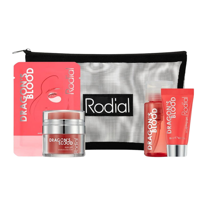 Rodial Dragons Blood Little Luxuries Kit - Sculpting Gel 0.51 fl.oz., Cleansing Water 3.38 fl. oz., Eye Gel 0.51 fl.oz., Jelly Eye Mask (1 sachet) | Beauty Set | Hyaluronic Acid