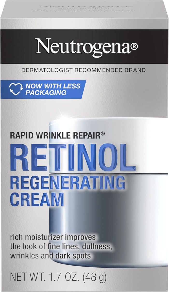 Neutrogena Rapid Wrinkle Repair Retinol Anti Ageing Regenerating Cream Face Moisturiser 48g |Fights fine lines, dullness, wrinkles & dark spots|Hyaluronic Acid hydrates & rejuvenate the look of skin