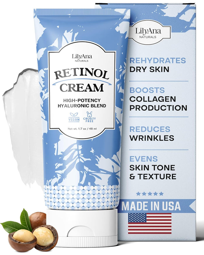 LilyAna Naturals Retinol Cream - Made in USA, Anti Aging Moisturizer for Face and Neck,Wrinkle, Retinol Complex - 1.7oz