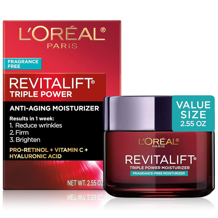 L'Oreal Paris Revitalift Triple Power Anti-Aging Face Moisturizer, Fragrance Free