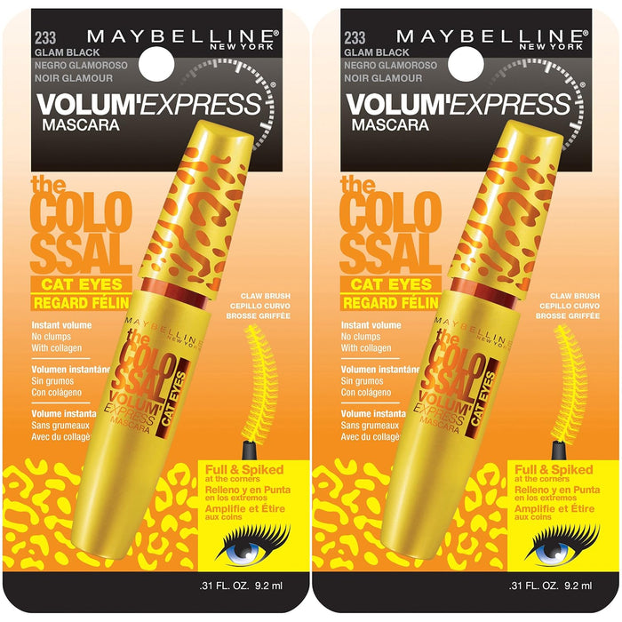 Maybelline New York Volum' Express The Colossal Cat Eyes Washable Mascara Makeup,2 COUNT