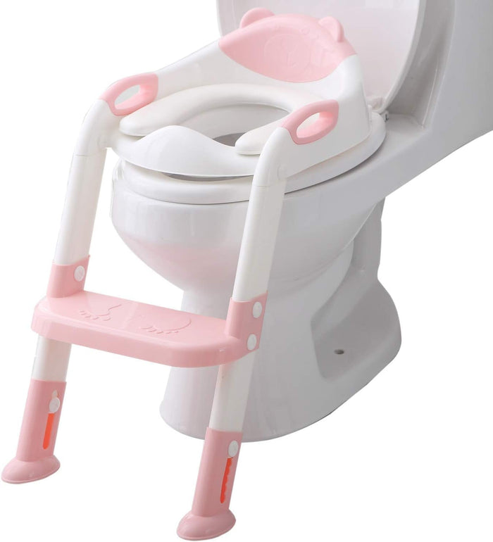 Fedicelly Potty Training Seat Ladder Toddler,Potty Seat Toilet Boys Girls,(Pink)