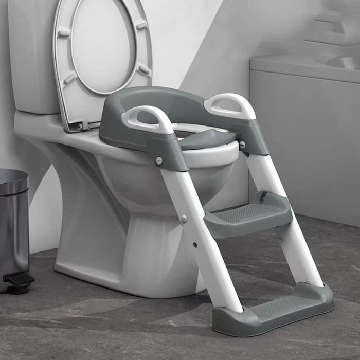 Potty Training Seat with Step Stool Ladder,Potty Training Toilet for Kids Boys Girl (Grey)