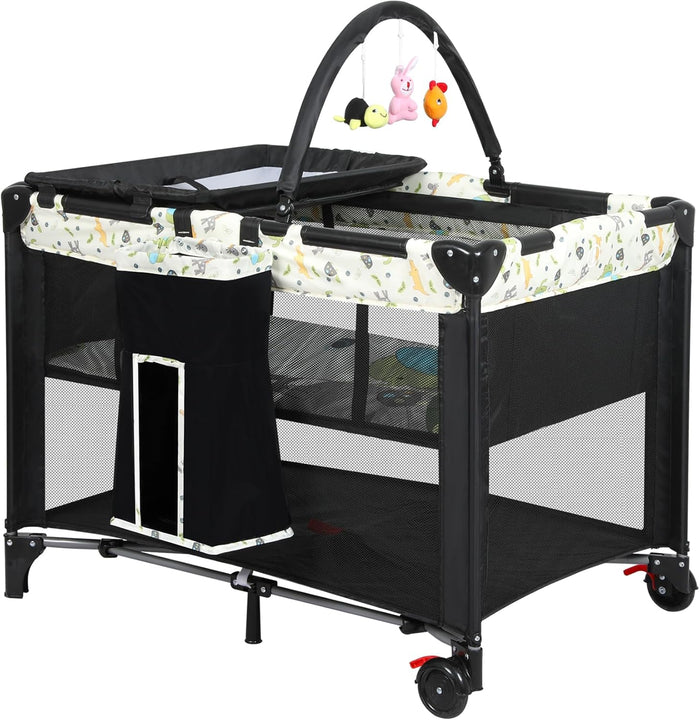 Bopeep Baby Cot Bed Crib Bedding Set Bassinet Safety Rails Fence Foldable Travel 3-in-1 Change Table Foldable Portacot Playard Carry Bag