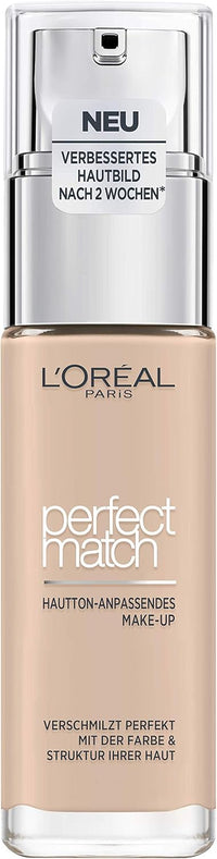L'Oréal Paris Make-Up, Liquid Foundation with Hyaluronic and Aloe Vera, Perfect Match Make-Up, No. 1.R/1.C Rose Ivory, 30 ml