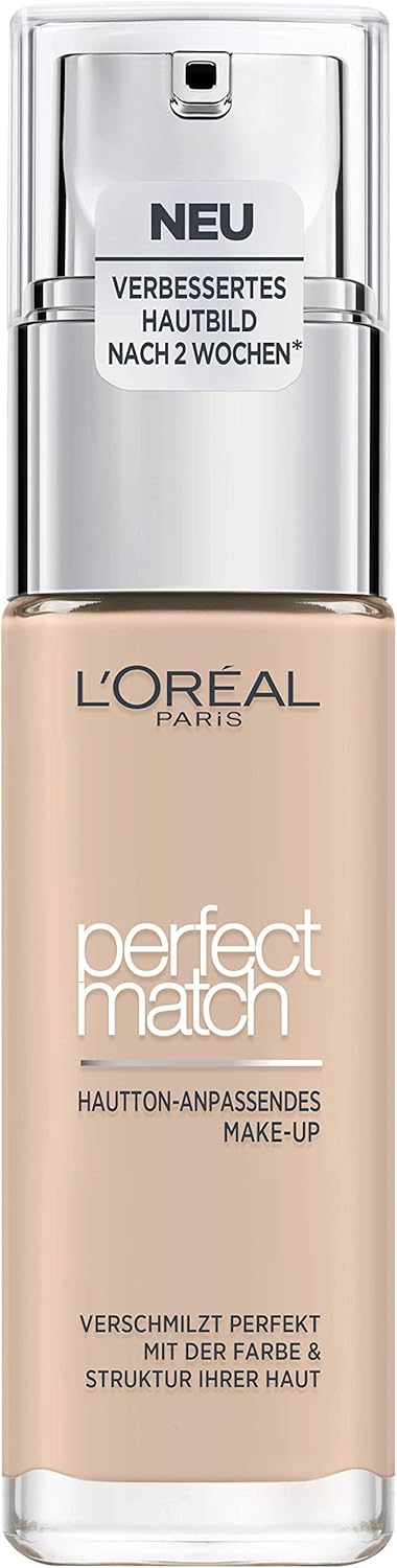 L'Oréal Paris Make-Up, Liquid Foundation with Hyaluronic and Aloe Vera, Perfect Match Make-Up, No. 1.R/1.C Rose Ivory, 30 ml