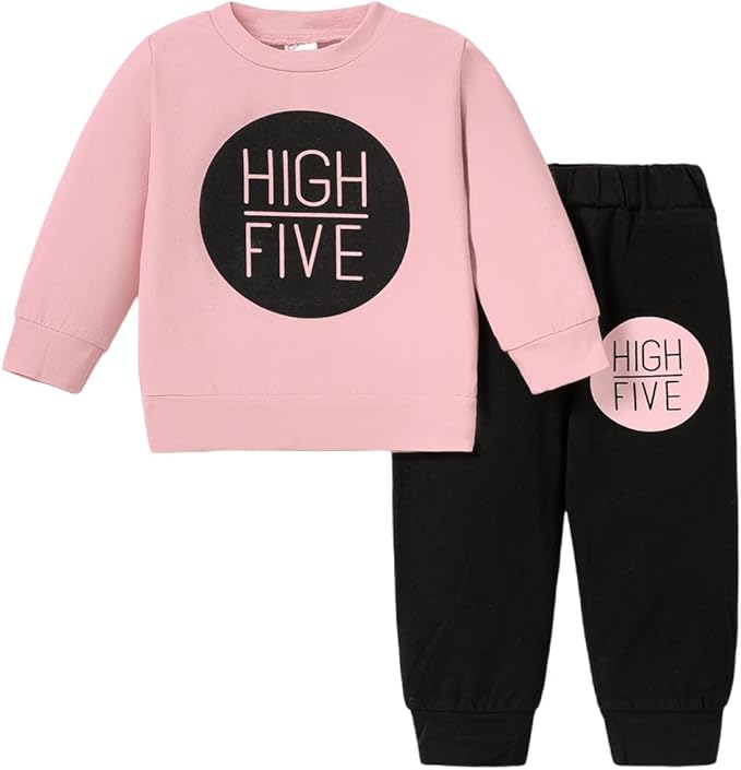 PATPAT Baby Boys Girls Sweatshirt and Tops Toddler Fall Clothes Set Cotton Outfits Long Sleeve Pullover and Casual Jogger Pants 0-3 Years