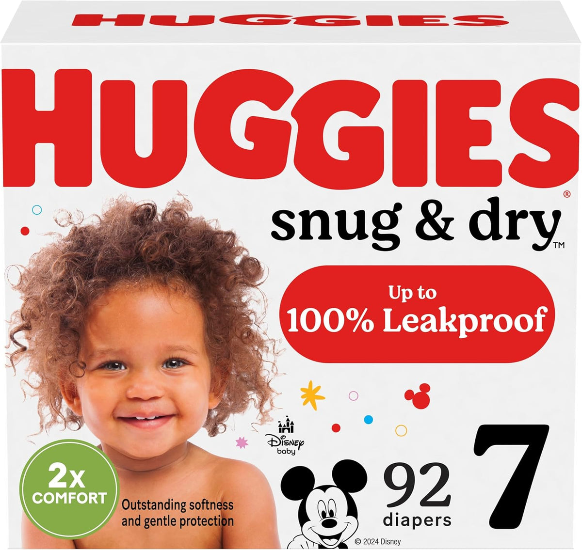 Huggies Baby Diapers, Size 7 (41+ lbs), 92 Ct, Snug & Dry Newborn Diapers