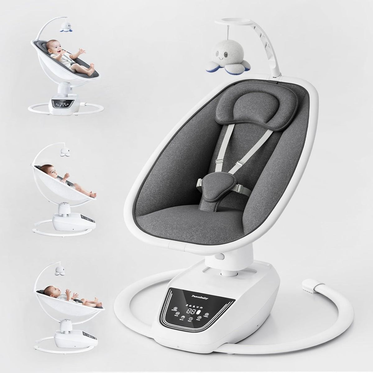 Baby Swings for Infants, Electric 3D-Motion Baby Swings with 7 Modes, 5-Point Harness, APP Control (7-33lbs)