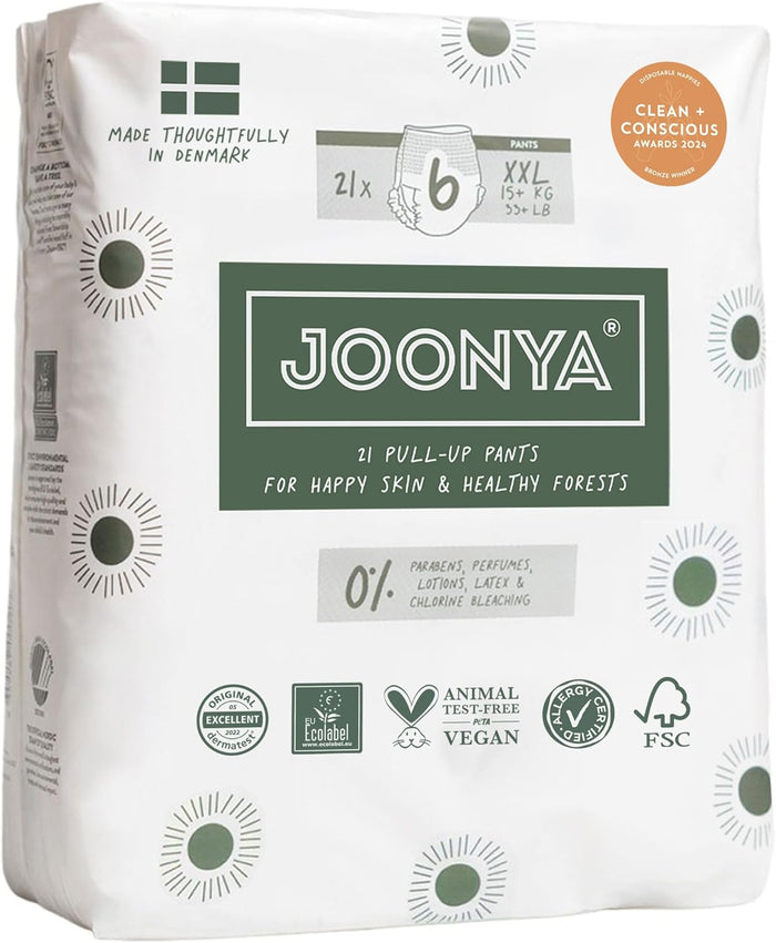JOONYA Pull-Up Baby Nappy Pants, Size 6 XXL (33+ lb) - 1 Bag of 21 (126)