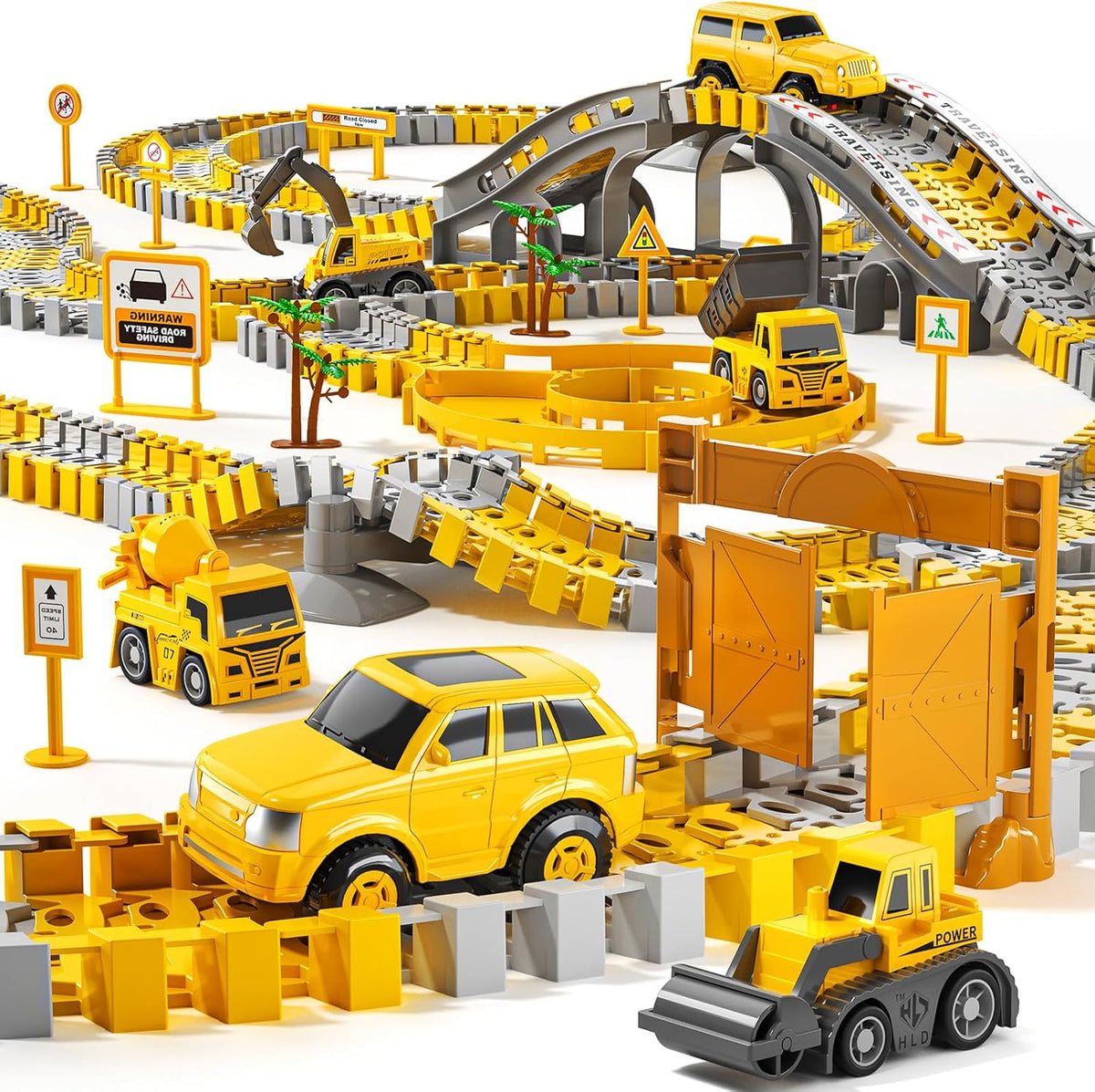 MSKOLER 200 Pieces Toy Car Tracks Sets for Kids 3-8 Years Old