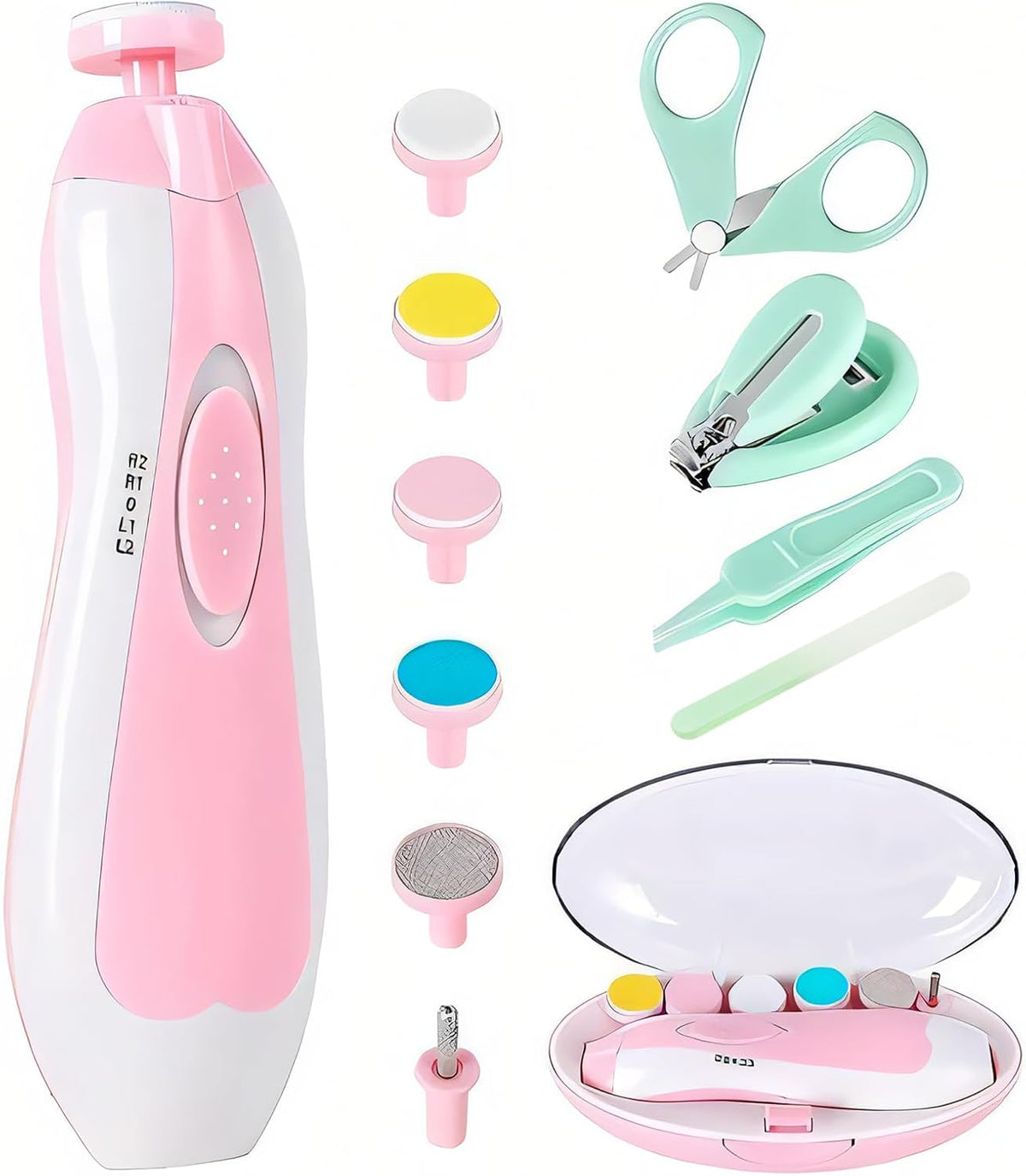 Electric Nail File Drill for Baby No Sharp Claws Hurt, 18 in 1 Safety Cutter Trimmer Clipper for Toes and Fingers (Pink Upgrade)
