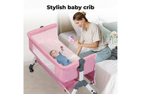 Baby Cot Bed Crib Portable Bassinet Safety Fence Adjustable Bedside Pink