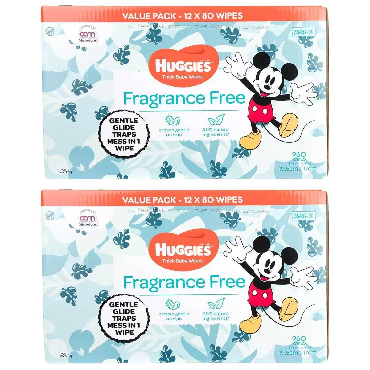 Huggies Fragrance Free Baby Wipes 24 x 80 Wipes