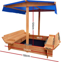 Keezi Kids Sandpit, Wooden Water Table Sand Pit Play Toys Sandcastle Garden Patio