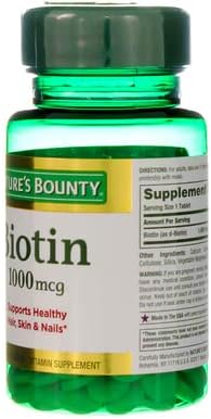 Nature's Bounty Biotin 1000 mcg Tablets, Strawberry, 100 Count, Pack of 3-USA Made