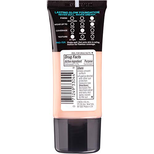 L’Oréal Paris Makeup Infallible Pro-Glow Foundation, 201 Classic Ivory, 1 Ounce (Pack of 2)
