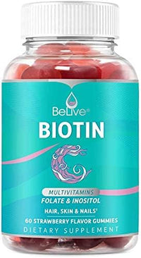 BeLive Biotin Gummies - Skin, Nails & Hair Vitamins with A, C, D, E, B12, Zinc,| 3-Pack-USA Made