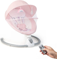 GYMAX Electric Baby Rocker, Toddler Automatic Bouncer 5 Swinging Amplitudes, Remote Control and Timing Function, Portable Newborn Rocking Chair (Pink)