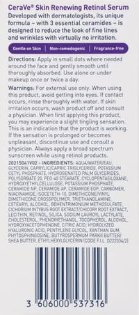 CeraVe Anti Aging Retinol Serum For Face, Encapsulated Retinol With Hyaluronic Acid, Niacinamide & Ceramides, Smooths Wrinkles & Fine Lines, Gentle Skin Brightening Serum, Fragrance Free, 1 Oz