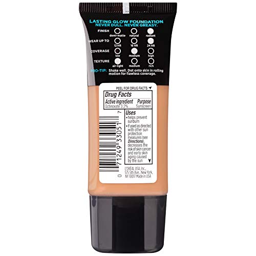 L’Oréal Paris Infallible Pro-Glow Foundation, Classic Tan, 1 Fl oz (Pack of 2)