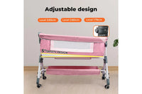 Baby Cot Bed Crib Portable Bassinet Safety Fence Adjustable Bedside Pink