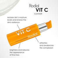 Rodial Vit C Brightening Cleanser 4.6 fl. oz, Intensive Daily Gel Facial Cleanser with Vitamin C and Glycolic and Lactic Acids for Smoothing Fine Lines, Firming and Toning Face Cleanser