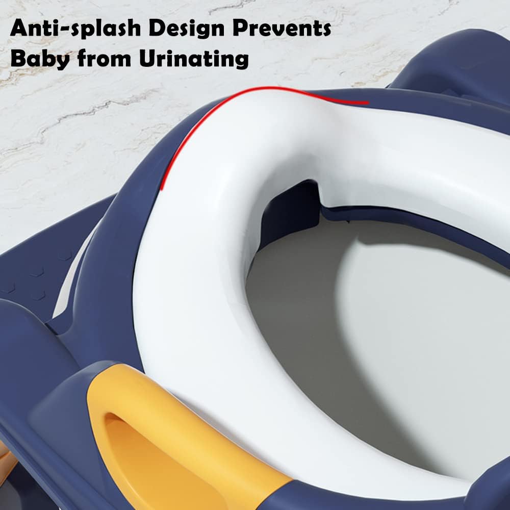 Potty Training Seat with Step Stool Ladder, Toilet Seat for Kids with Soft PVC Cushion, Grey/White