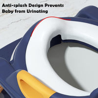Potty Training Seat with Step Stool Ladder, Toilet Seat for Kids with Soft PVC Cushion, Grey/White